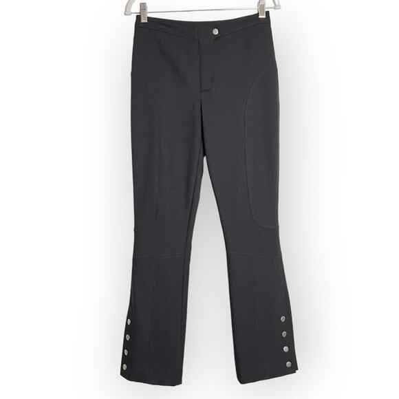 Cinq a Sept High Rise Straight Leg Ponte Pants SIZE 2 WAIST 28 Black Button Hem - Picture 1 of 12